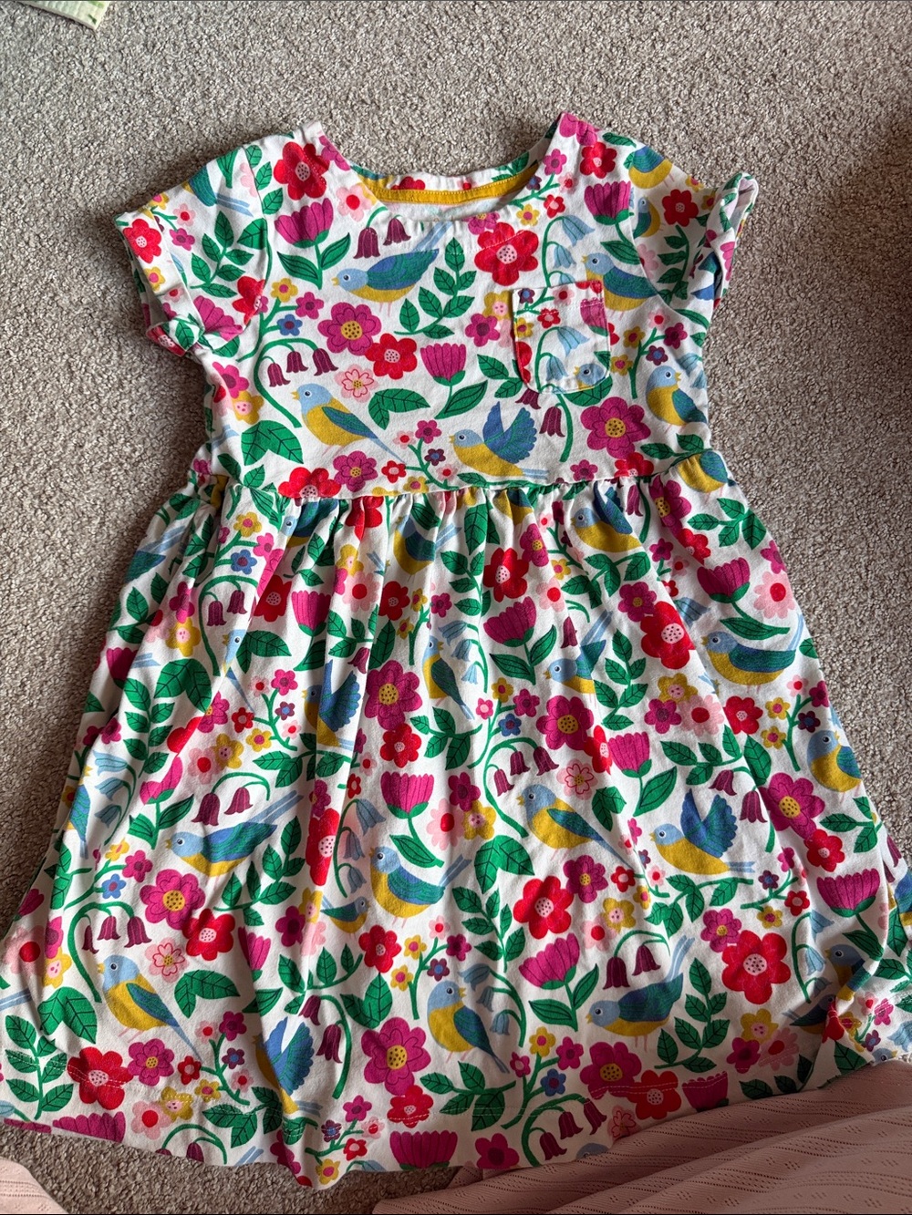Mini Boden Floral & Bird Print Dress